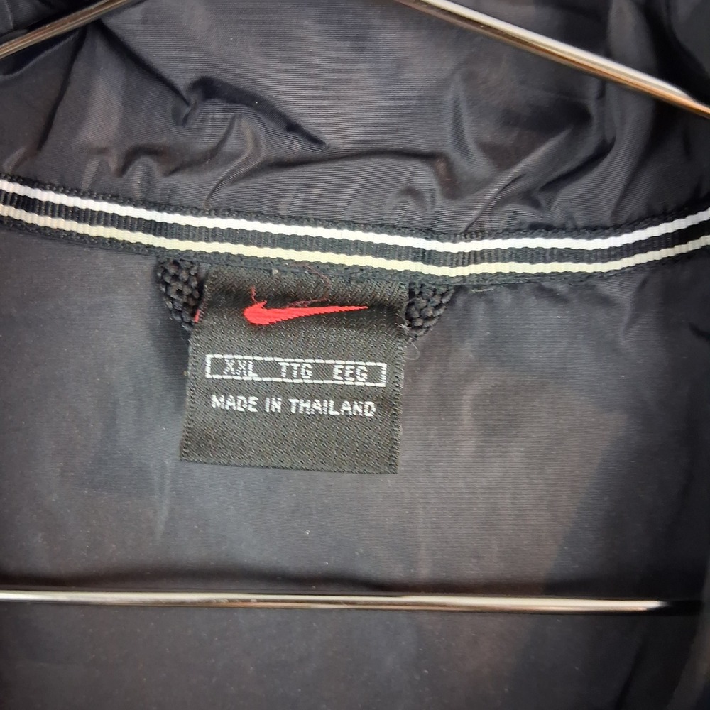 Nike Mens XXL Windbreaker Jacket Navy Blue White Stripe‎ Full Zip Swoosh 0812 - Picture 3 of 6